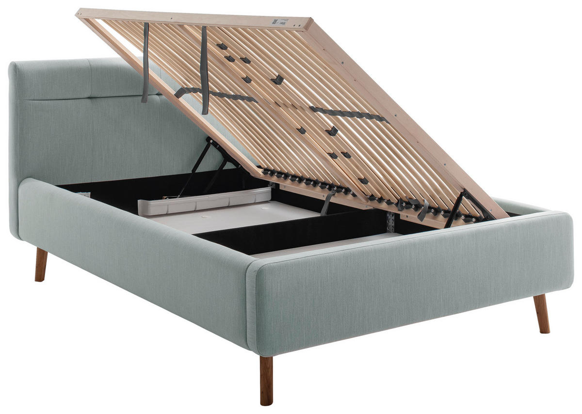 POLSTERBETT Lattenrost, Bettkasten Blau 140/200 cm  - Blau/Eichefarben, KONVENTIONELL, Holz/Textil (140/200cm) - Boxxx