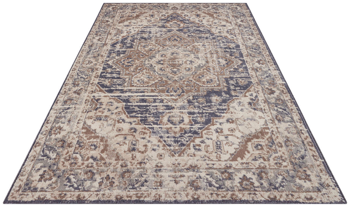 FLACHWEBETEPPICH 120/170 cm Terrain Blau, Creme  - Blau/Creme, Design, Kunststoff/Textil (120/170cm)