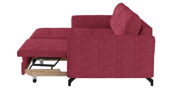 ECKSOFA in Flachgewebe, Leinenoptik Rot  - Rot/Schwarz, Design, Textil/Metall (170/242cm) - Xora