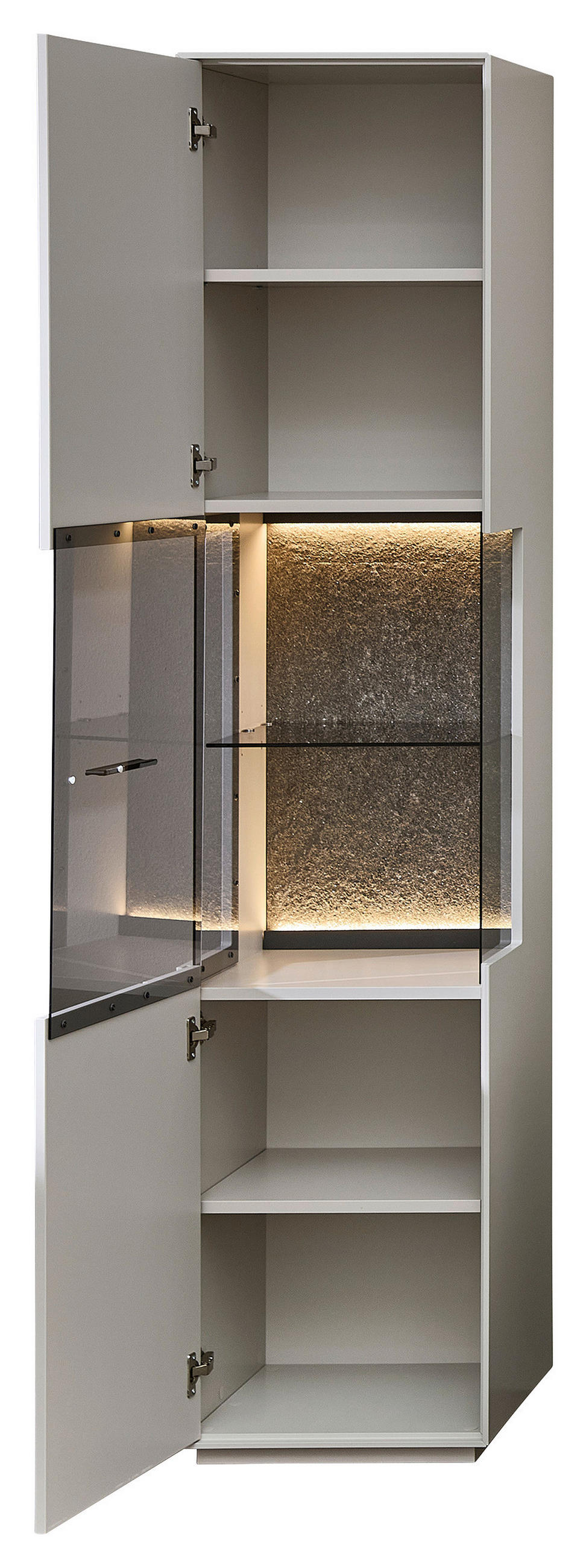 WOHNWAND 4-teilig  in Anthrazit, Hellgrau, Sahara 350/204/45 cm  - Anthrazit/Hellgrau, Design, Glas/Holzwerkstoff (350/204/45cm) - Novel