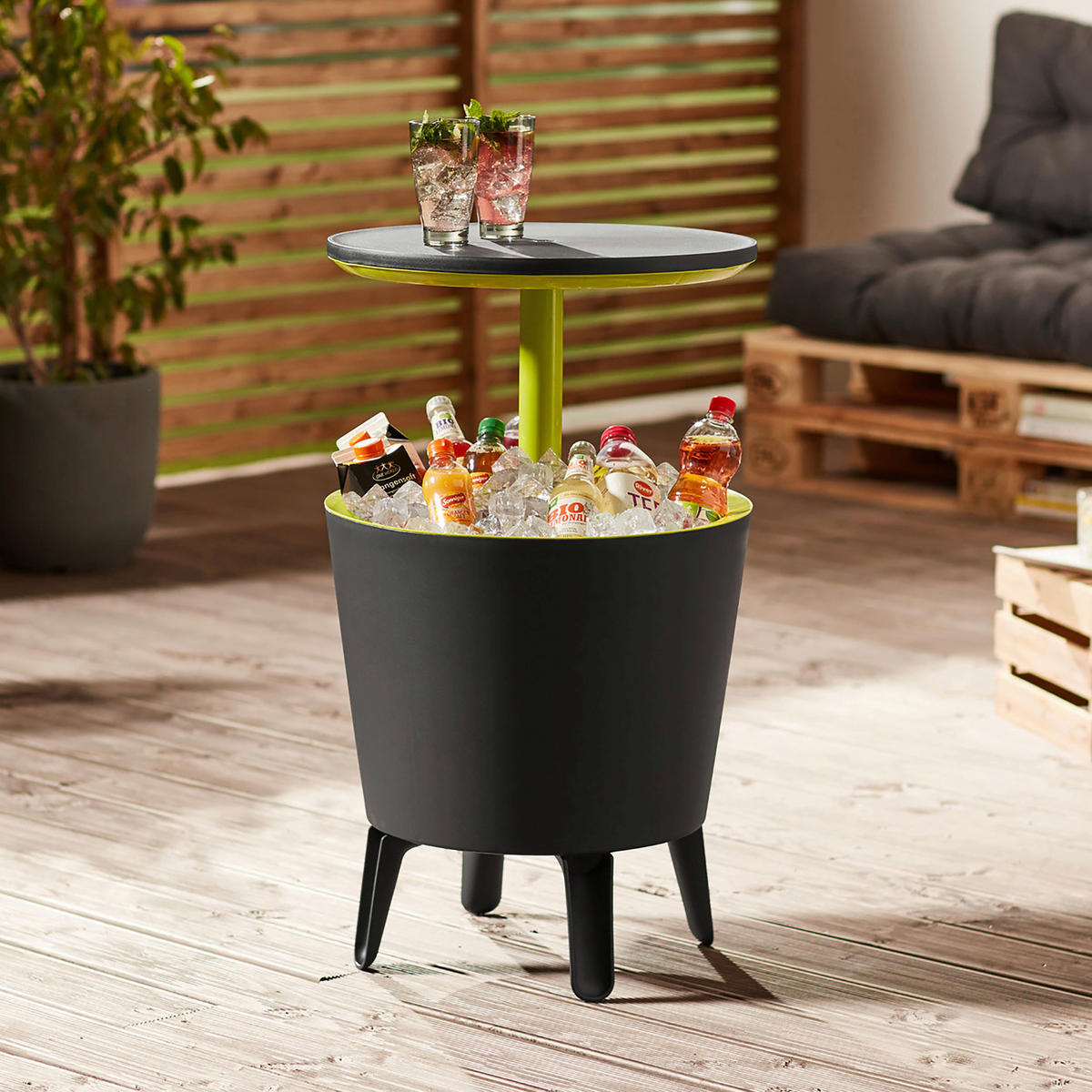 GARTEN-BARTISCH Kunststoff rund  - Anthrazit/Grün, Basics, Kunststoff (49,5/57/49,5cm) - Ambia Garden