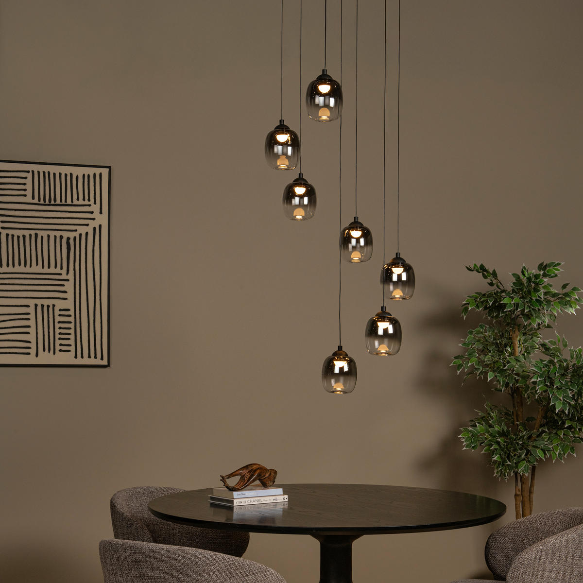 LED-HÄNGELEUCHTE 52/52/186 cm  - Schwarz, Design, Metall (52/52/186cm) - Lucide