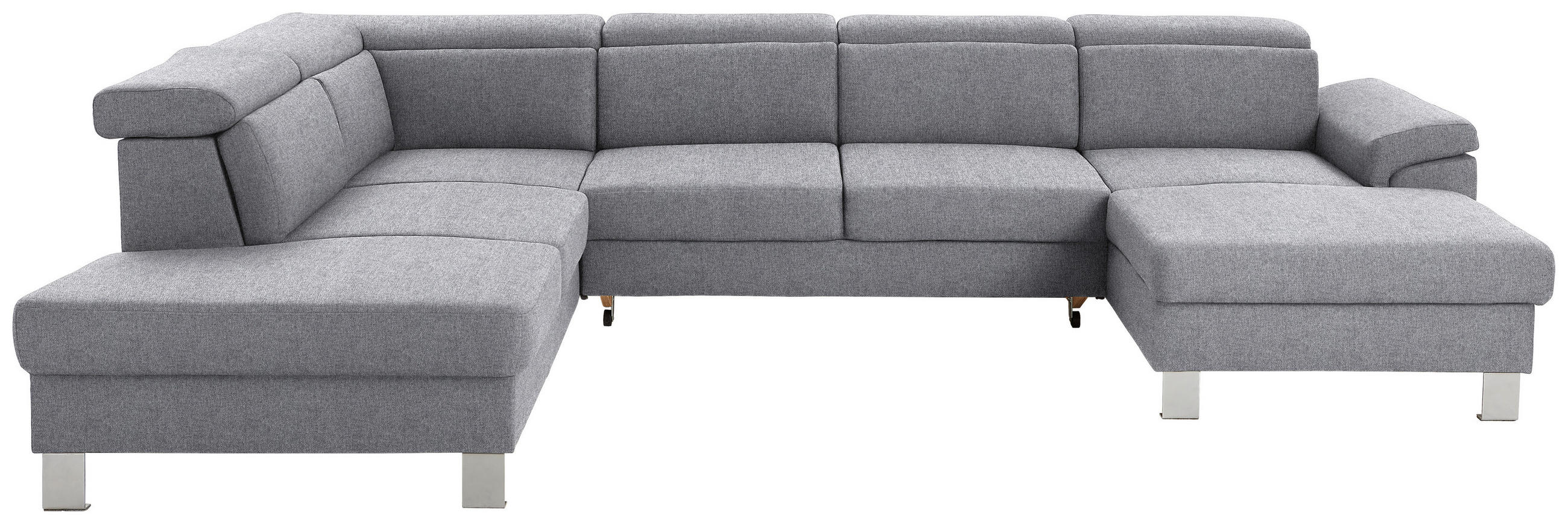WOHNLANDSCHAFT in Webstoff Hellgrau  - Silberfarben/Hellgrau, Design, Textil/Metall (226/320/168cm) - Xora