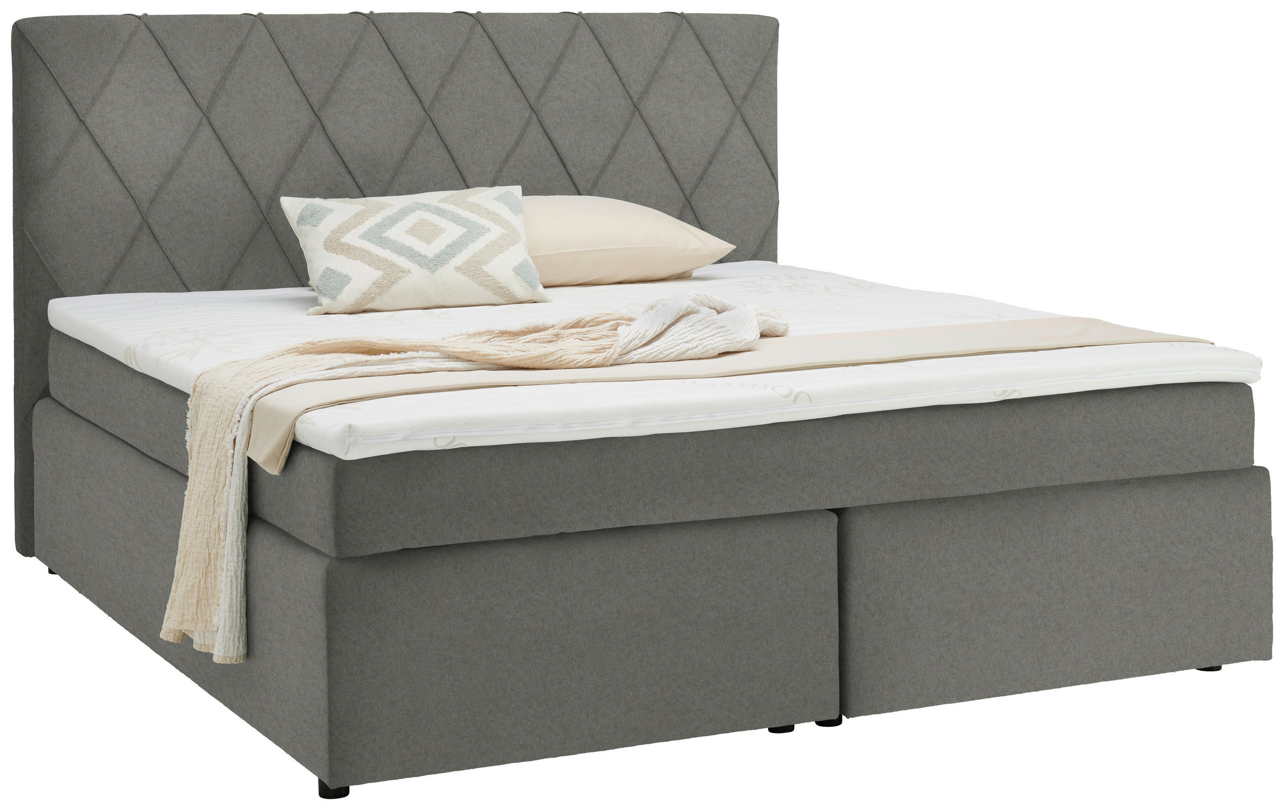 BOXSPRINGBETT 180/200 cm  in Silberfarben  - Silberfarben/Schwarz, Design, Kunststoff/Textil (180/200cm) - Xora