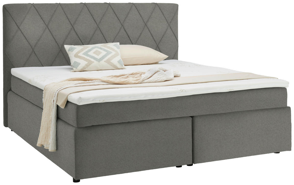 BOXSPRINGBETT 160/200 cm  in Silberfarben  - Silberfarben/Schwarz, Design, Holzwerkstoff/Kunststoff (160/200cm) - Xora