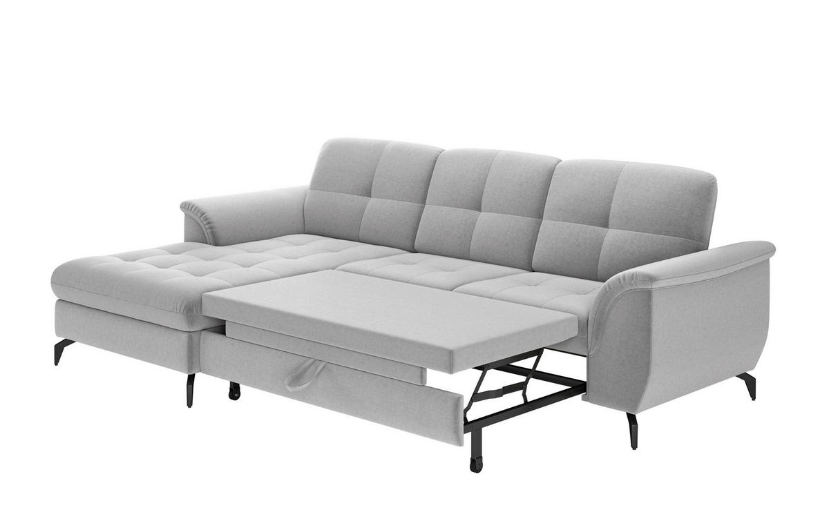 ECKSOFA ZORA E Hellgrau Flachgewebe  - Hellgrau/Schwarz, MODERN, Textil/Metall (164/262cm) - Sit & More