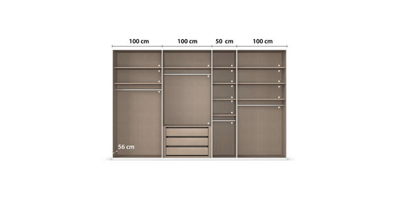 DREHTÜRENSCHRANK 350/235/61 cm,  in Graphitfarben, 7-türig  - Graphitfarben, Basics, Glas/Holzwerkstoff (350/235/61cm) - Novel