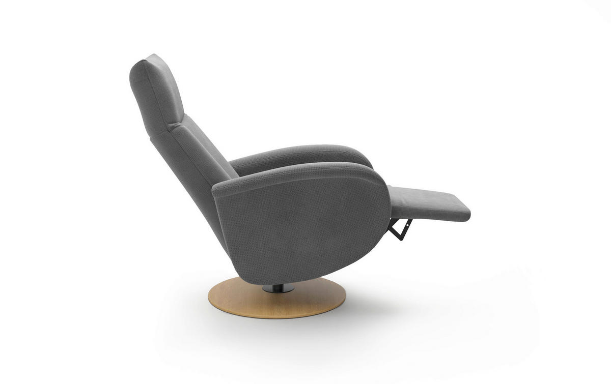 RELAXSESSEL GLENDALE E Flachgewebe Kopfteilverstellung, Rücken echt    - Eichefarben/Grau, KONVENTIONELL, Holzwerkstoff/Textil (75/112/82cm) - Sit & More