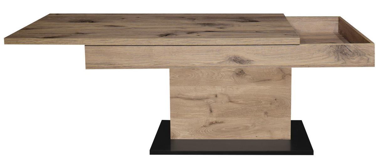 COUCHTISCH in Metall, Holzwerkstoff  - Eichefarben/Schwarz, Design, Holzwerkstoff/Metall (110/58-77/60cm) - MID.YOU