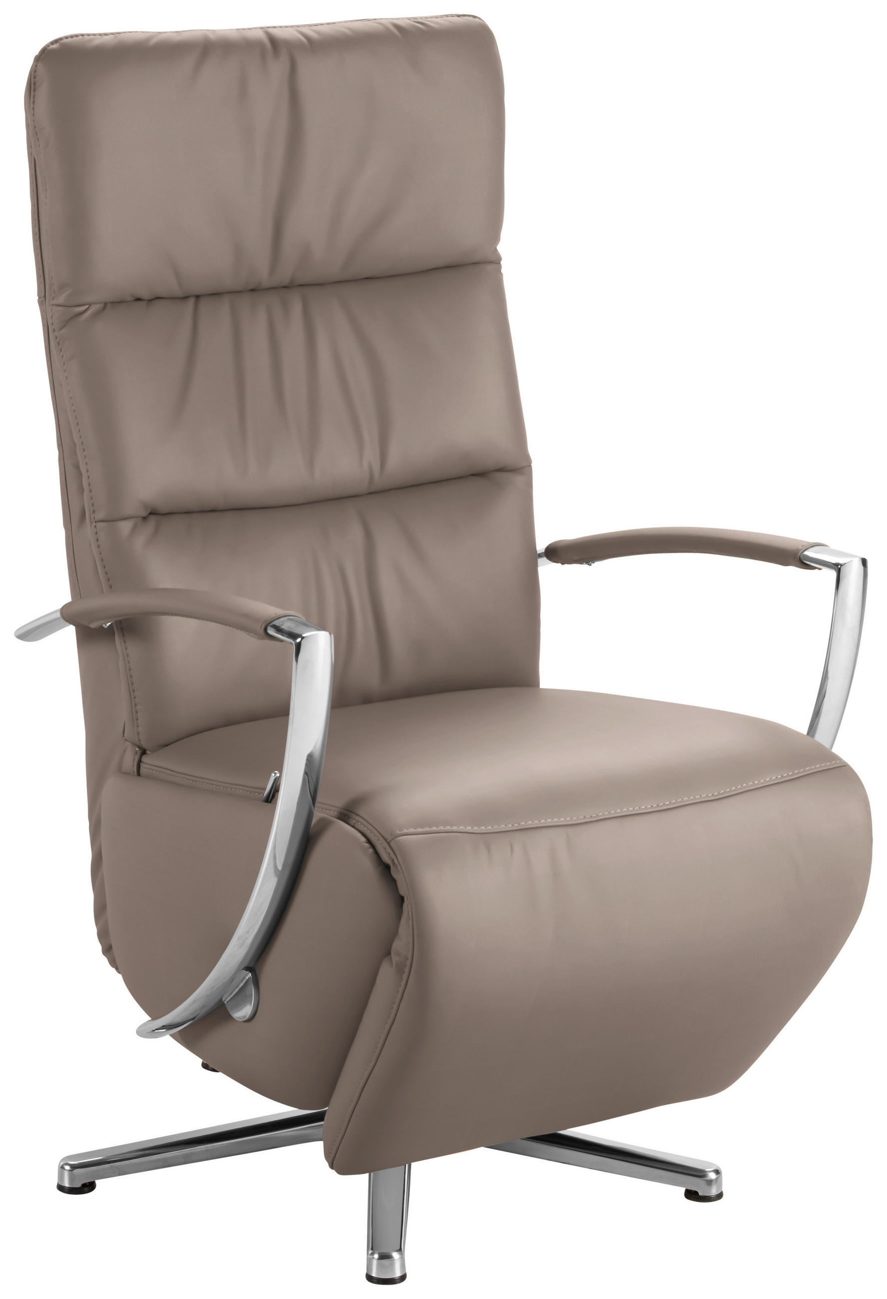 RELAXSESSEL in Leder Fango  - Chromfarben/Fango, Design, Leder/Metall (64/112/80cm) - Cantus