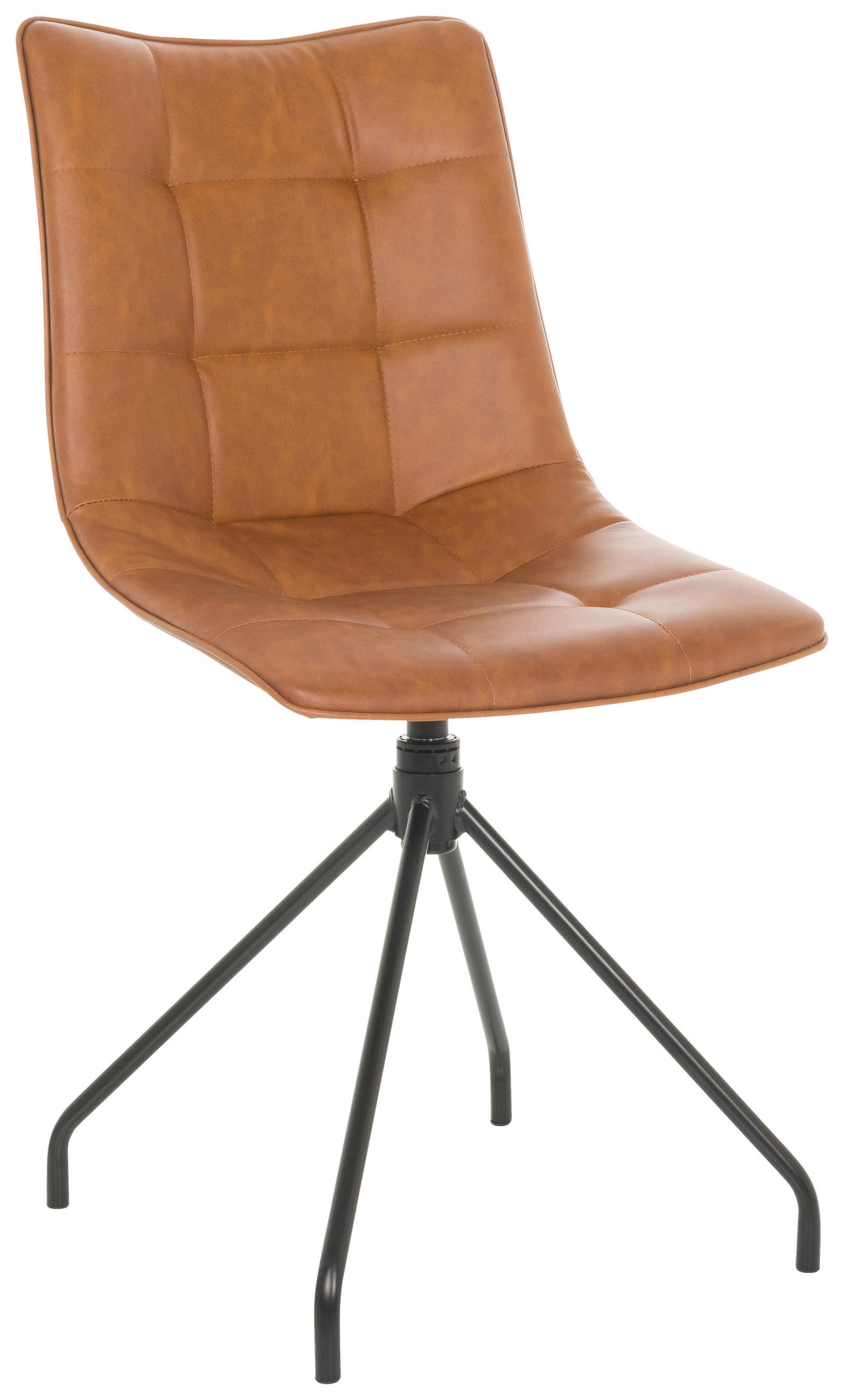 BESUCHERSTUHL Braun  - Schwarz/Braun, Basics, Leder/Metall (48/93/52cm) - MID.YOU