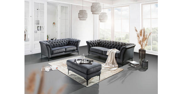 CHESTERFIELD-SOFA in Flachgewebe Rostfarben  - Rostfarben/Schwarz, LIFESTYLE, Textil/Metall (220/80/100cm) - Landscape