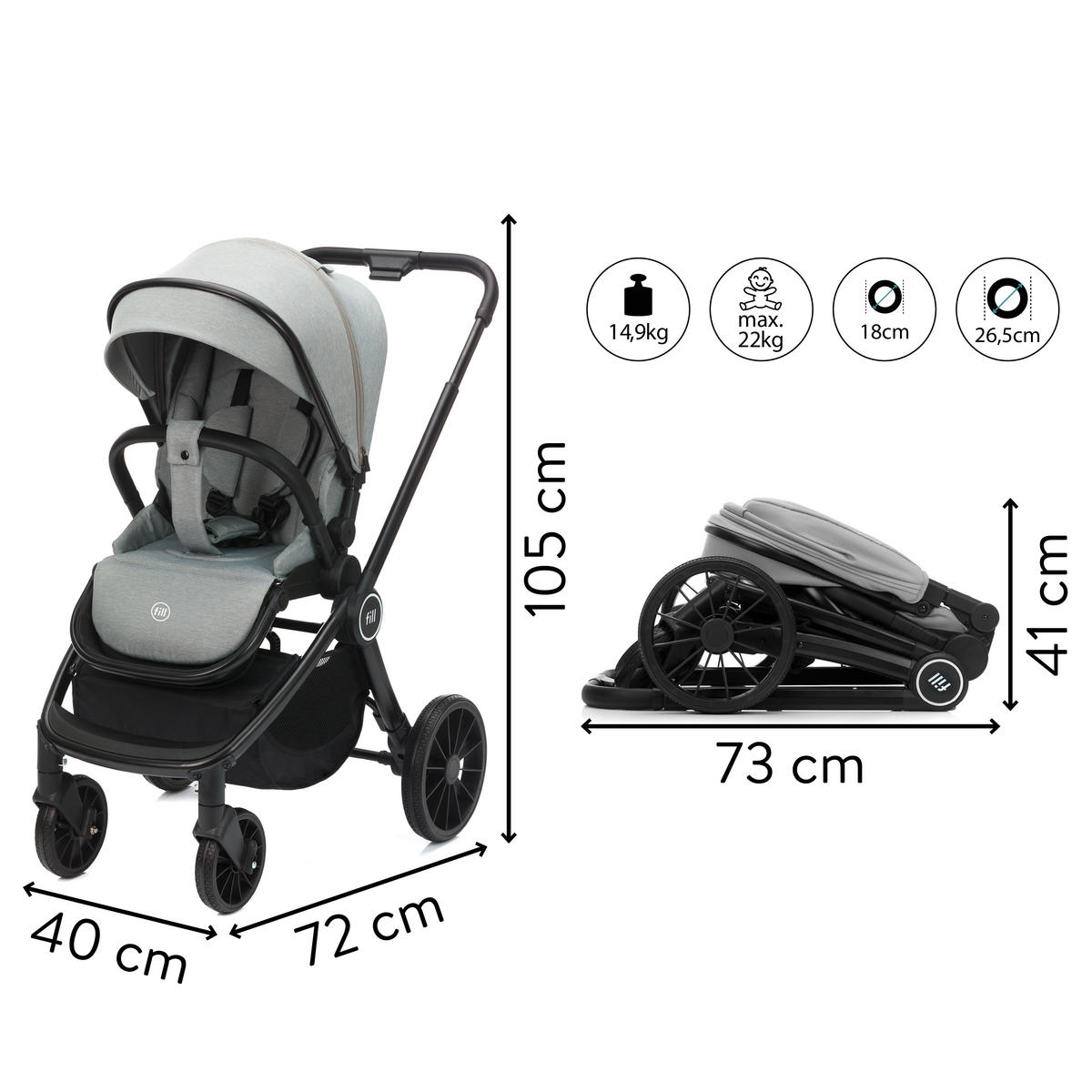 KOMBIKINDERWAGEN    - Basics (35/104/74,5cm) - Fillikid