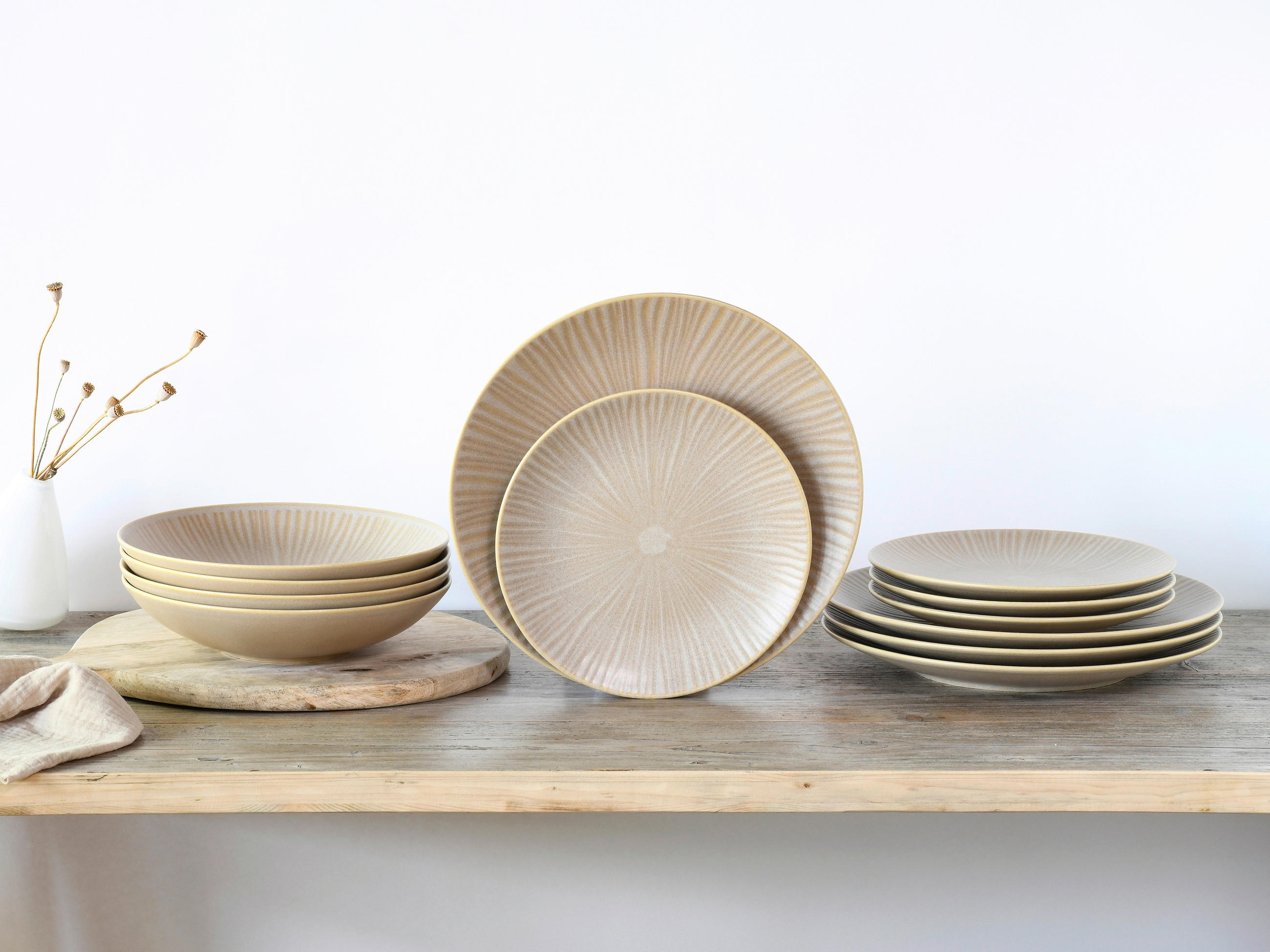 KOMBISERVICE Sandfarben Vesuvio 12-teilig 4 Personen - Sandfarben, Basics, Keramik - Creatable