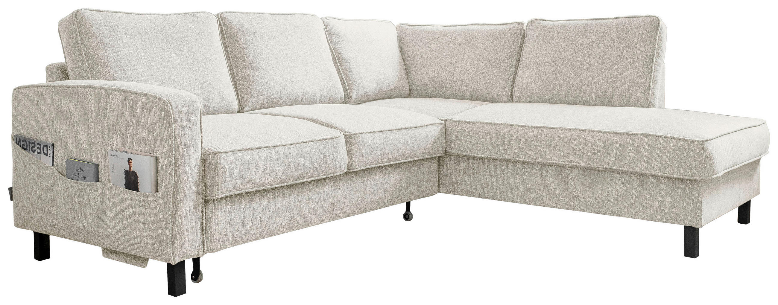 ECKSOFA in Struktur Beige  - Beige/Schwarz, Holz/Textil (233/198cm) - MID.YOU