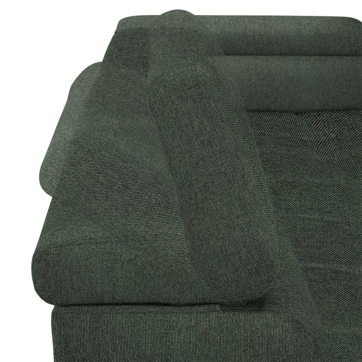 CloseUp von Welnova ECKSOFA Dunkelgrün Webstoff.
