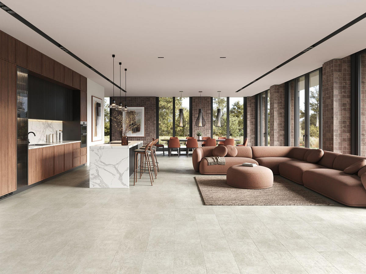 VINYLBODEN Econfloor LA VILLI 65 CONCRETE  per  m² - Grauweiss, Basics, Kunststoff/Stein (60/30/0,67cm) - Econfloor