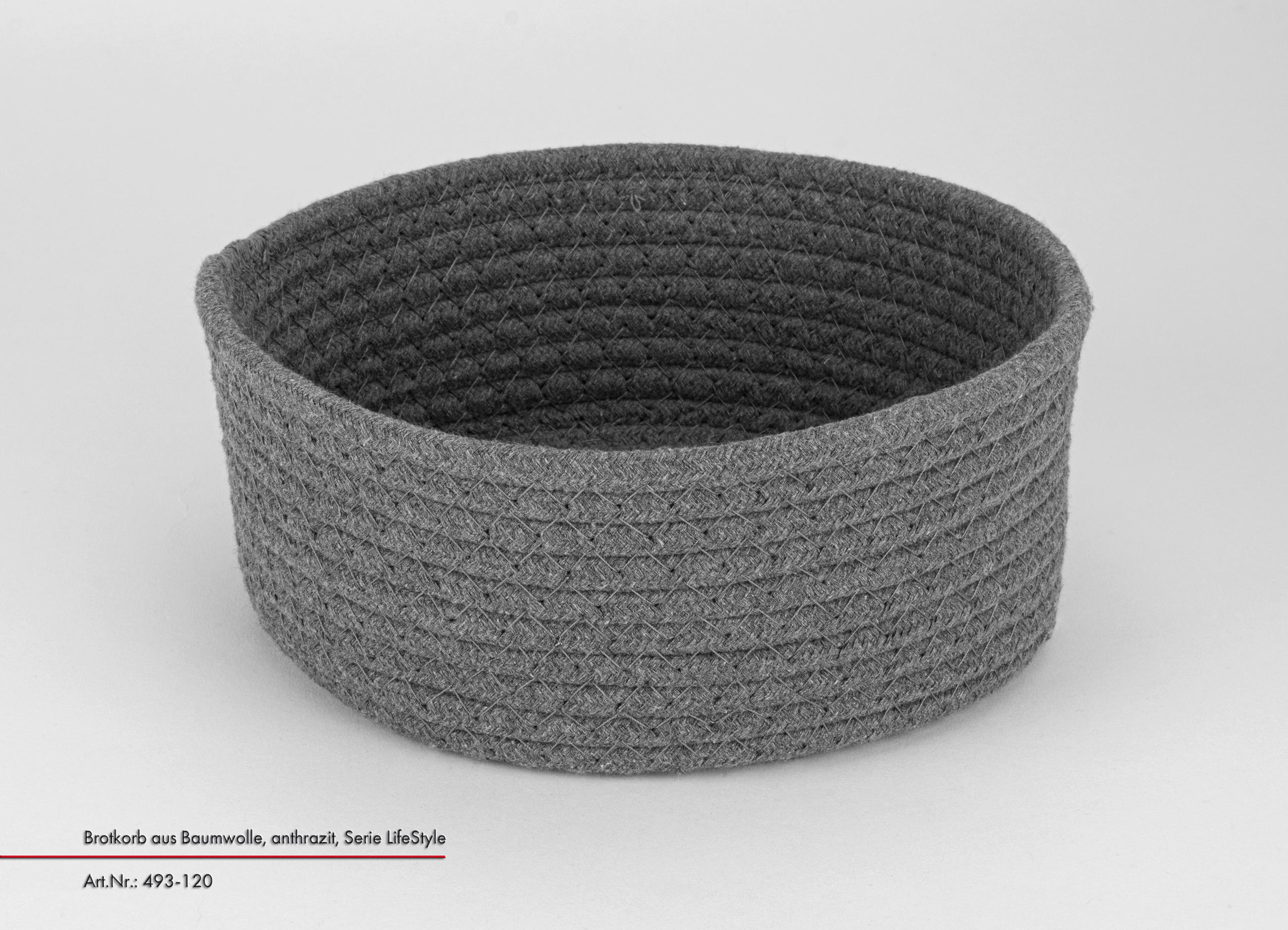BROTKORB - Anthrazit, Basics, Textil (22/22/10cm) - Justinus