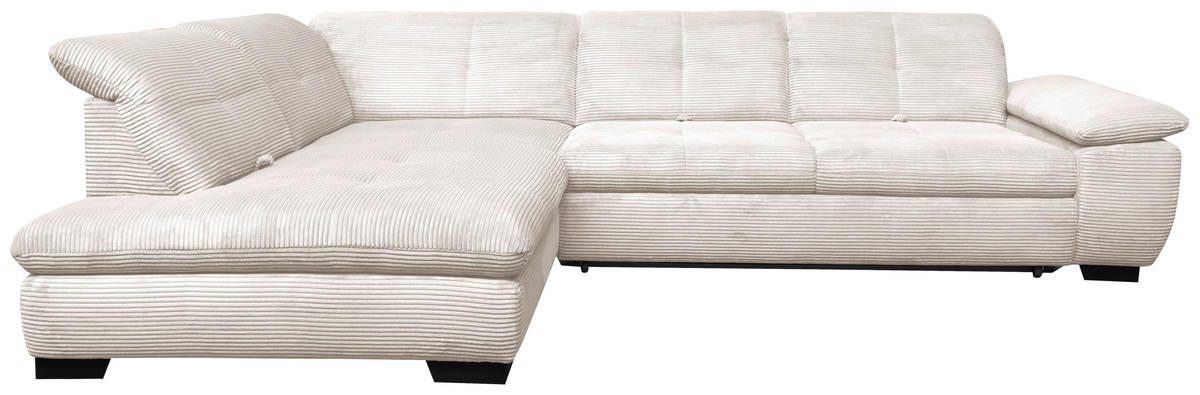 ECKSOFA in Cord Creme  - Creme/Schwarz, Design, Textil/Metall (242/313cm) - Xora