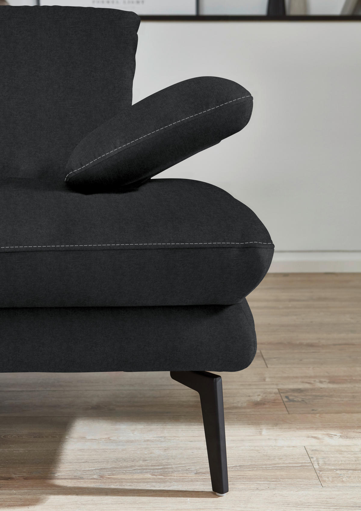 3-SITZER-SOFA in Velours Anthrazit  - Anthrazit/Beige, Design, Textil/Metall (222/89/104cm) - Dieter Knoll