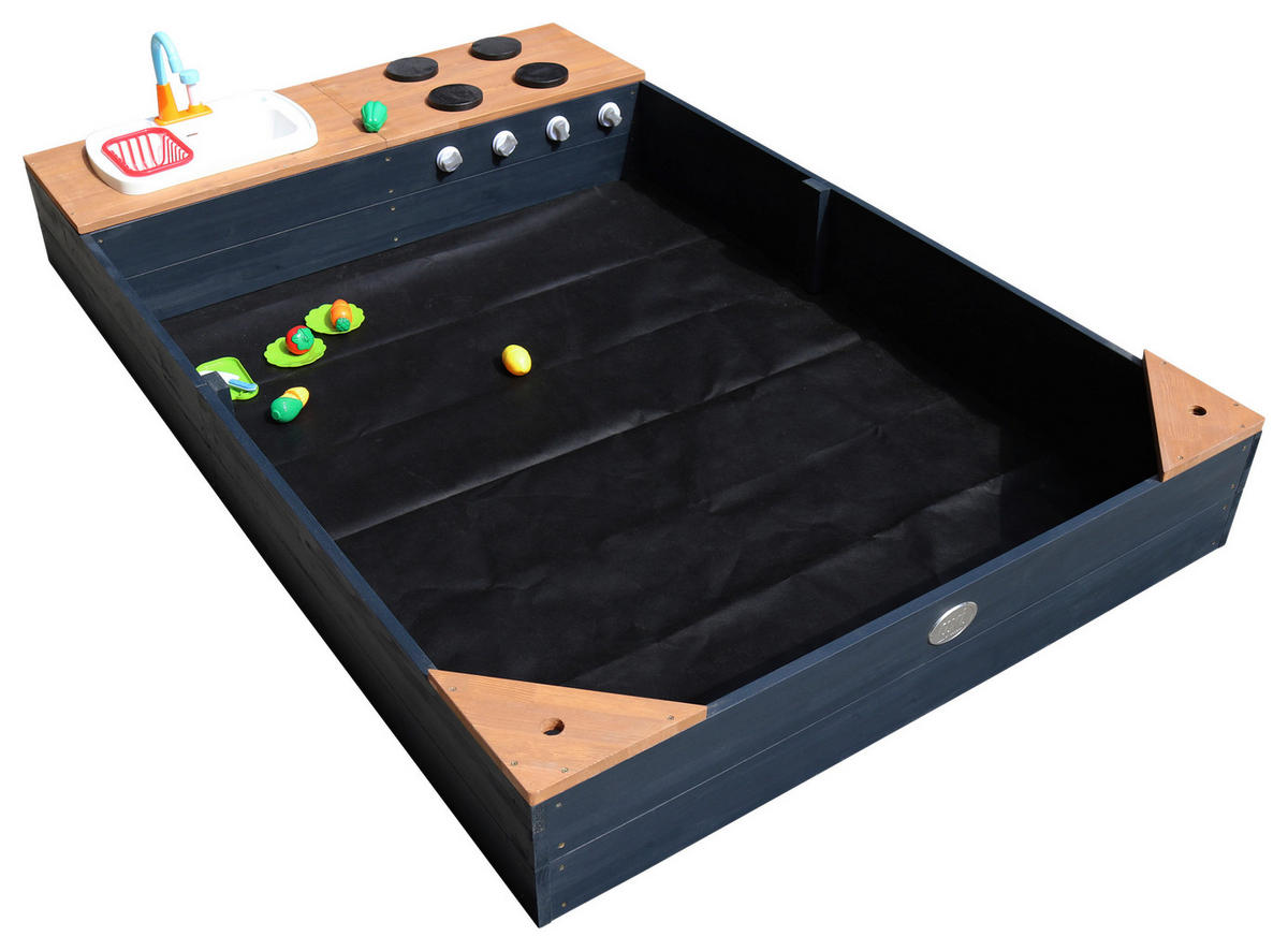 SANDKASTEN  - Anthrazit/Braun, Konventionell, Holz (115/21,8/180cm)