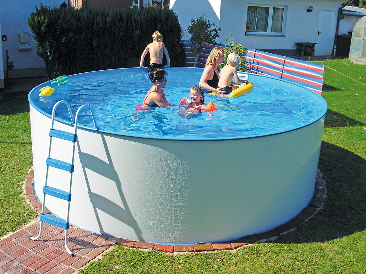 POOL-SET STEELY 01108 350/120 cm  - Blau/Weiß, MODERN, Metall (350/120cm)