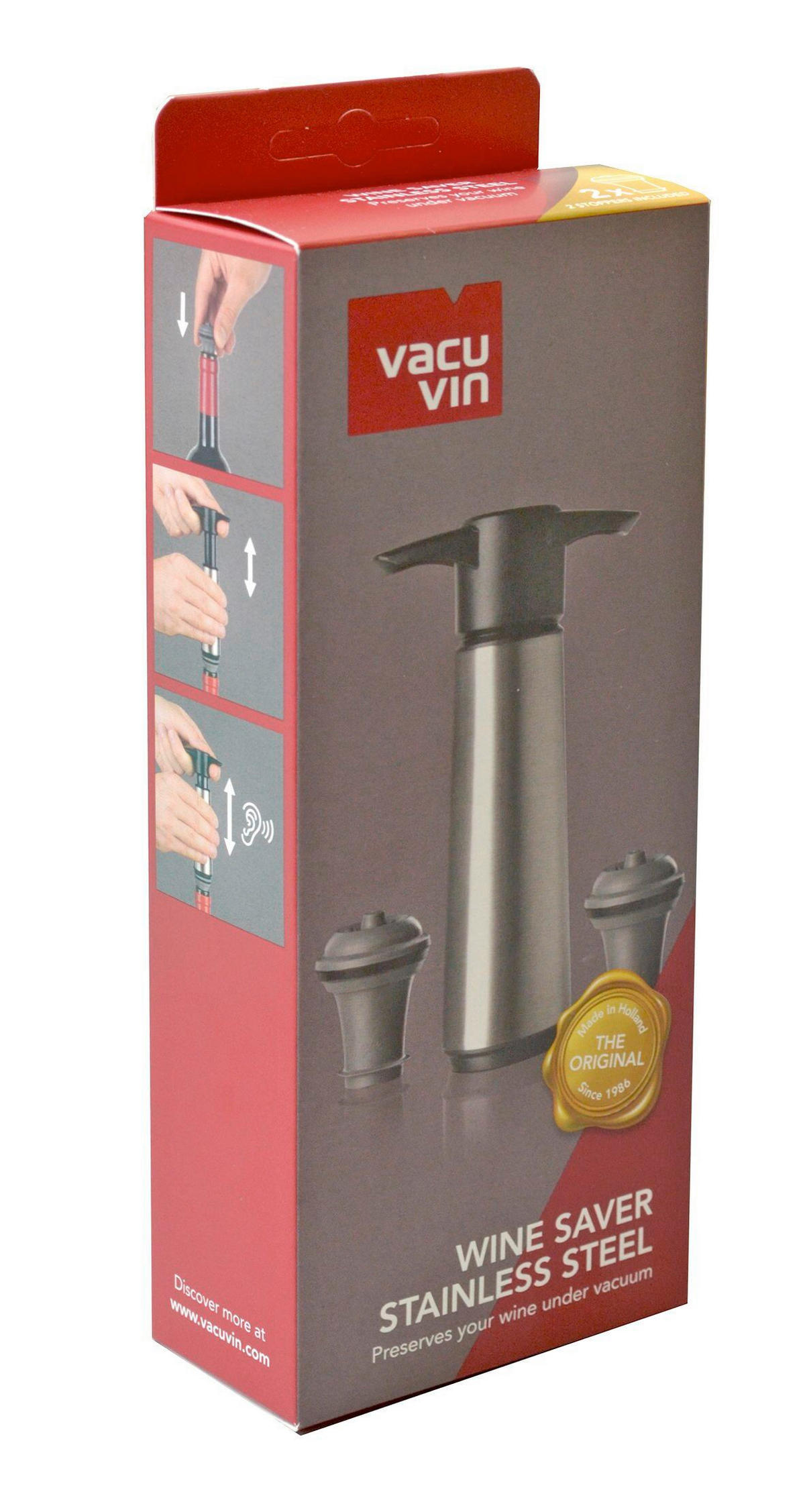 WEINPUMPE  - Chromfarben/Schwarz, Basics, Kunststoff/Metall (7.7/3.9/17.2cm) - Vacu Vin