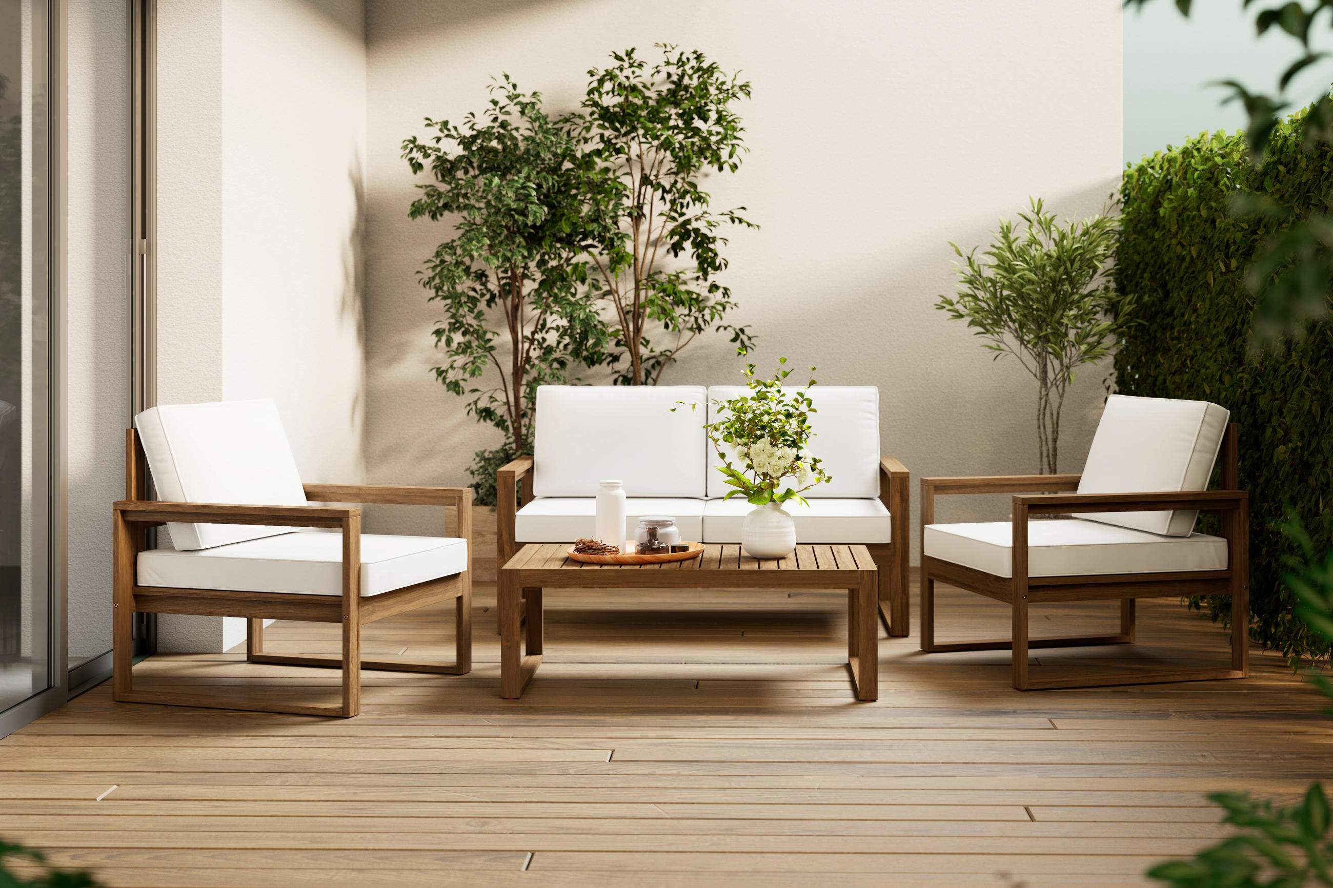 LOUNGEGARNITUR Akazie Hartholz  - Beige/Akaziefarben, MODERN, Holz (132/70/72cm) - Ambia Garden