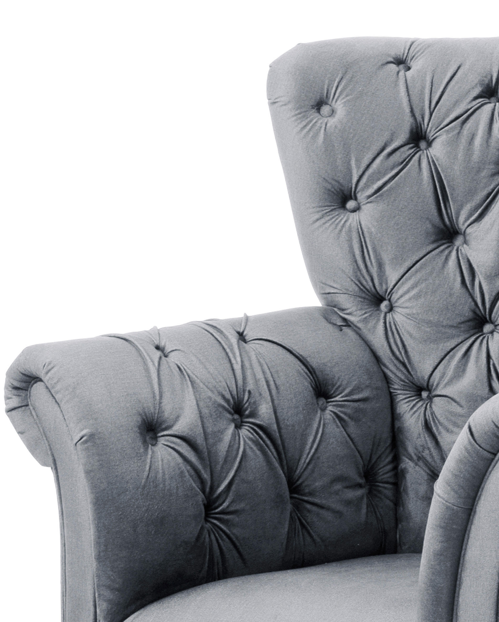 OHRENSESSEL Velours Grau  - Schwarz/Grau, Design, Holz/Textil (96/112/86cm) - MID.YOU
