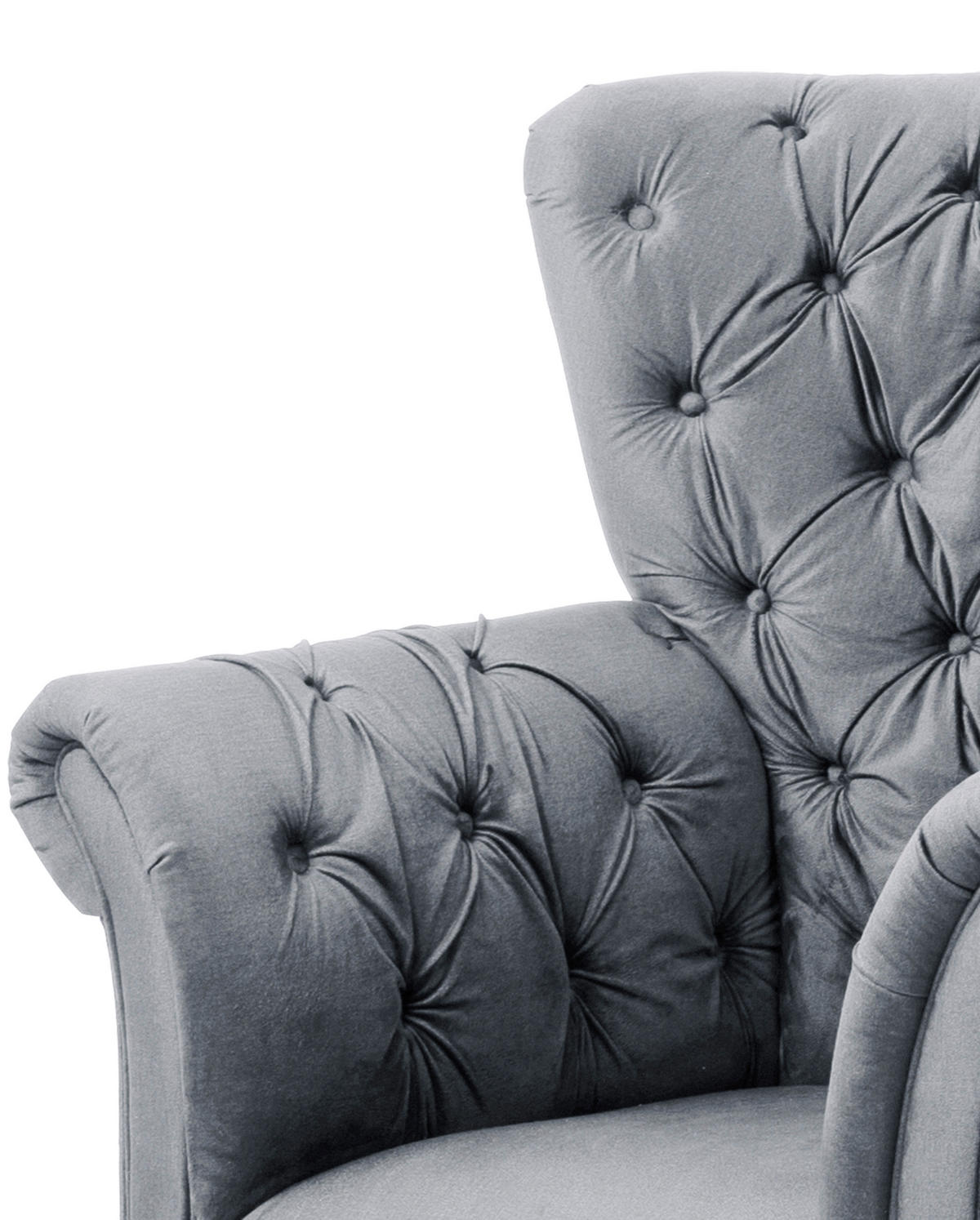 OHRENSESSEL in Velours Grau  - Schwarz/Grau, Design, Holz/Textil (96/112/86cm) - MID.YOU