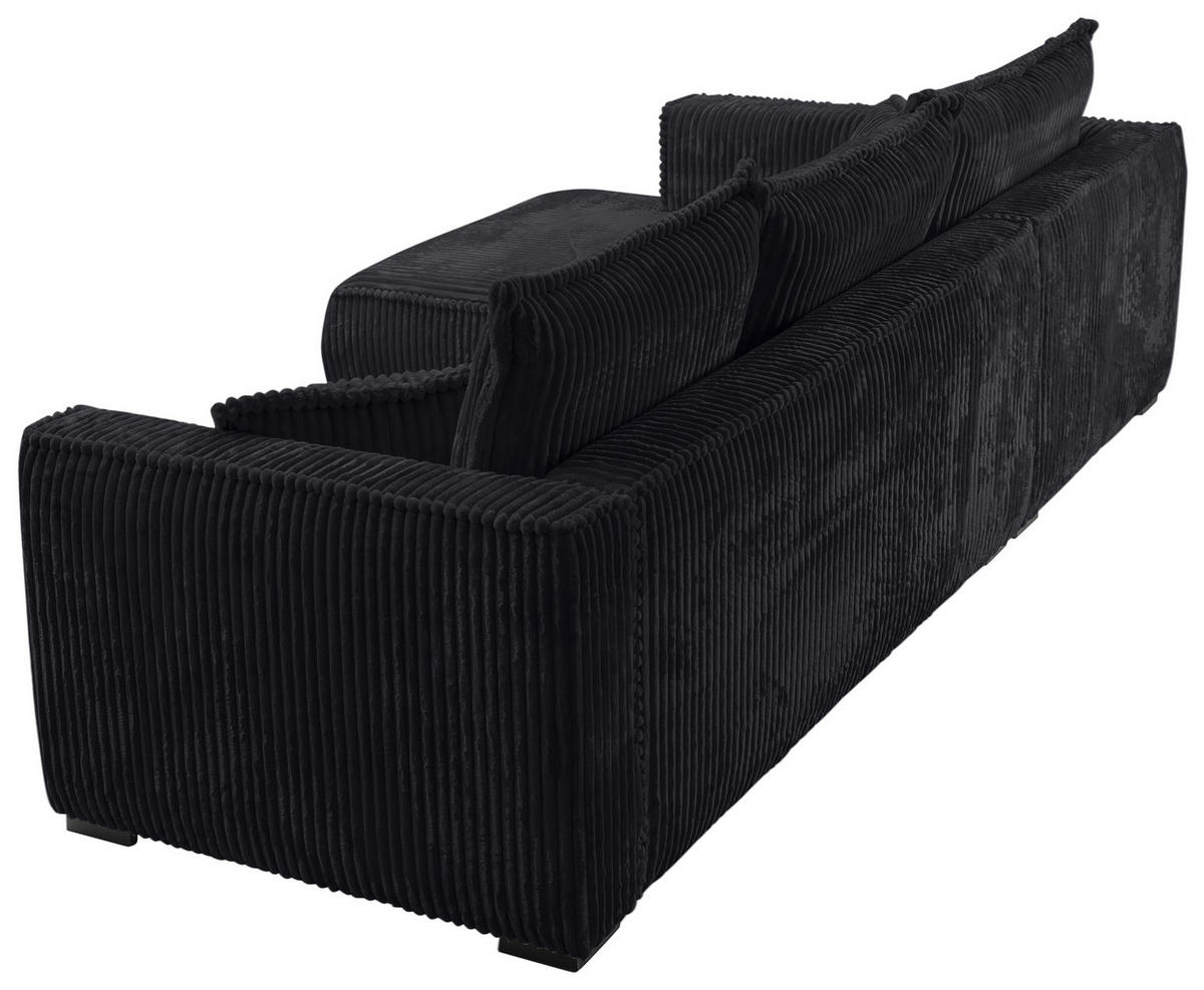 ECKSOFA in Cord Schwarz  208/322 cm  - Schwarz, MODERN, Holz/Textil (208/322cm) - Carryhome