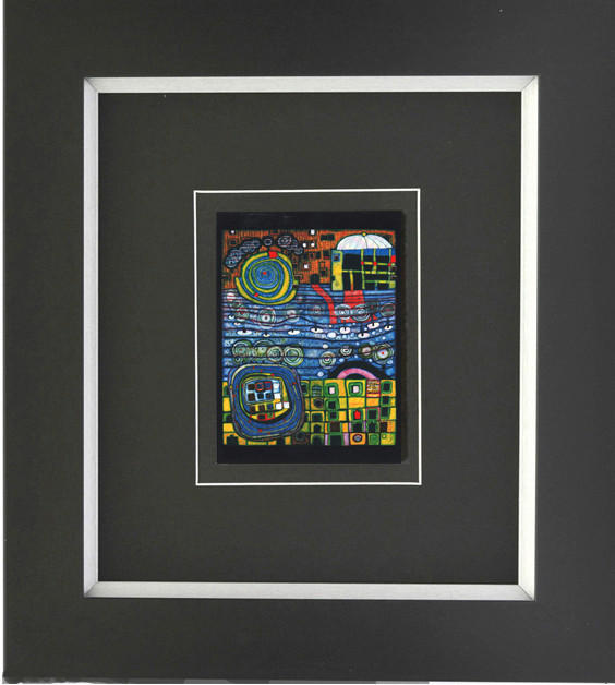 KUNSTDRUCK Hundertwasser Abstraktes, Architektur DIE VIER EINSAMKEITEN  - Multicolor/Schwarz, Basics, Holzwerkstoff (38,5/43cm)