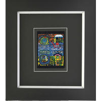 KUNSTDRUCK Hundertwasser Abstraktes, Architektur DIE VIER EINSAMKEITEN  - Multicolor/Schwarz, Basics, Holzwerkstoff (38,5/43cm)