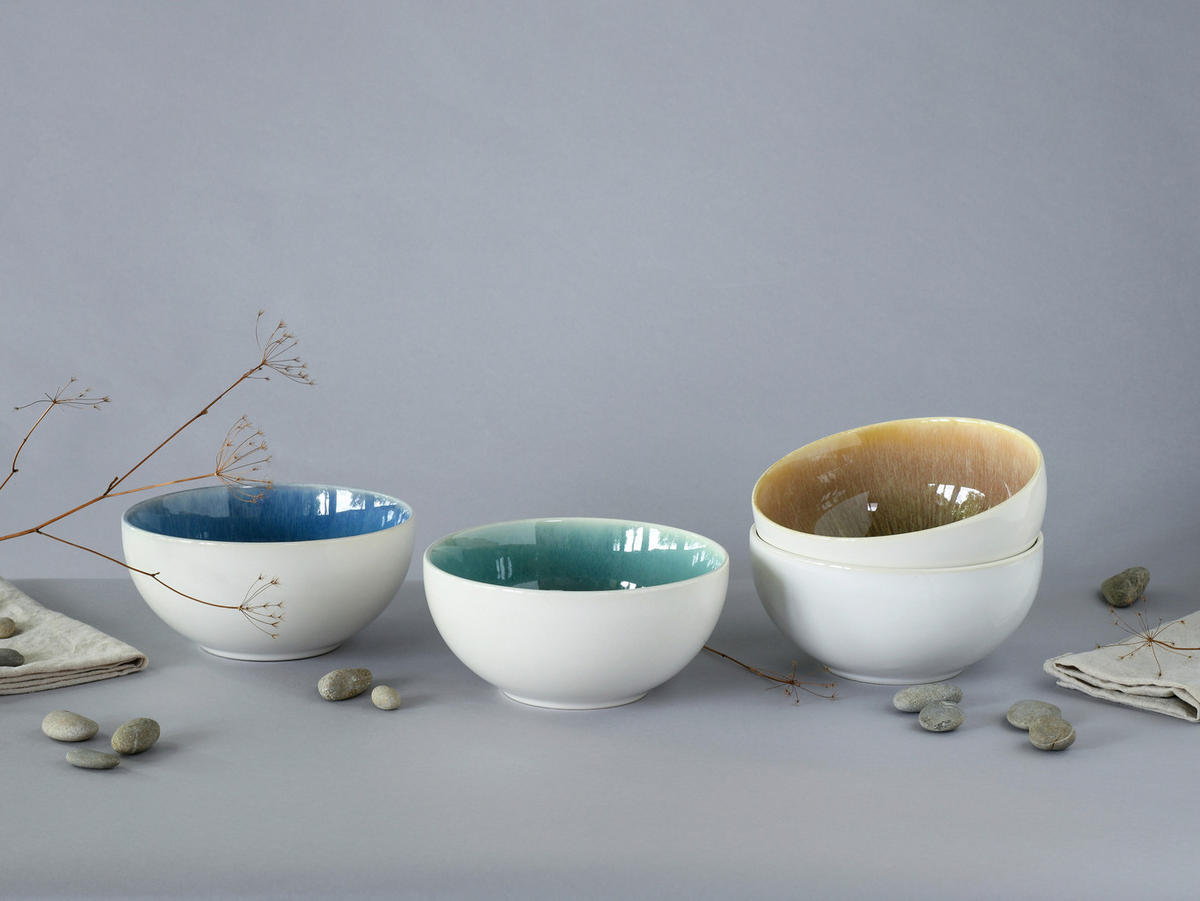 SCHÜSSELSET 4-teilig Caldera Mix   - Türkis/Bernsteinfarben, Basics, Keramik (17,5/8,5cm) - Creatable