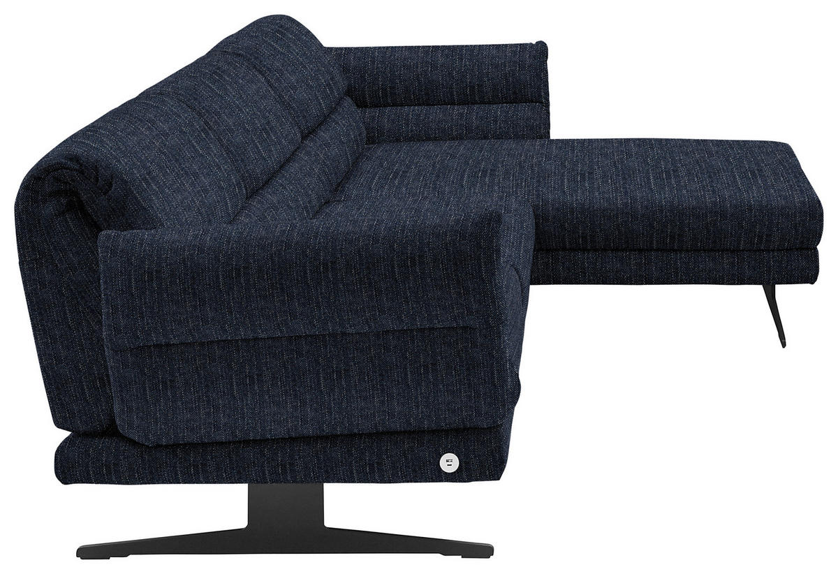 ECKSOFA in Flachgewebe Dunkelblau  - Schwarz/Dunkelblau, Design, Textil/Metall (279-327/176-217cm) - Dieter Knoll