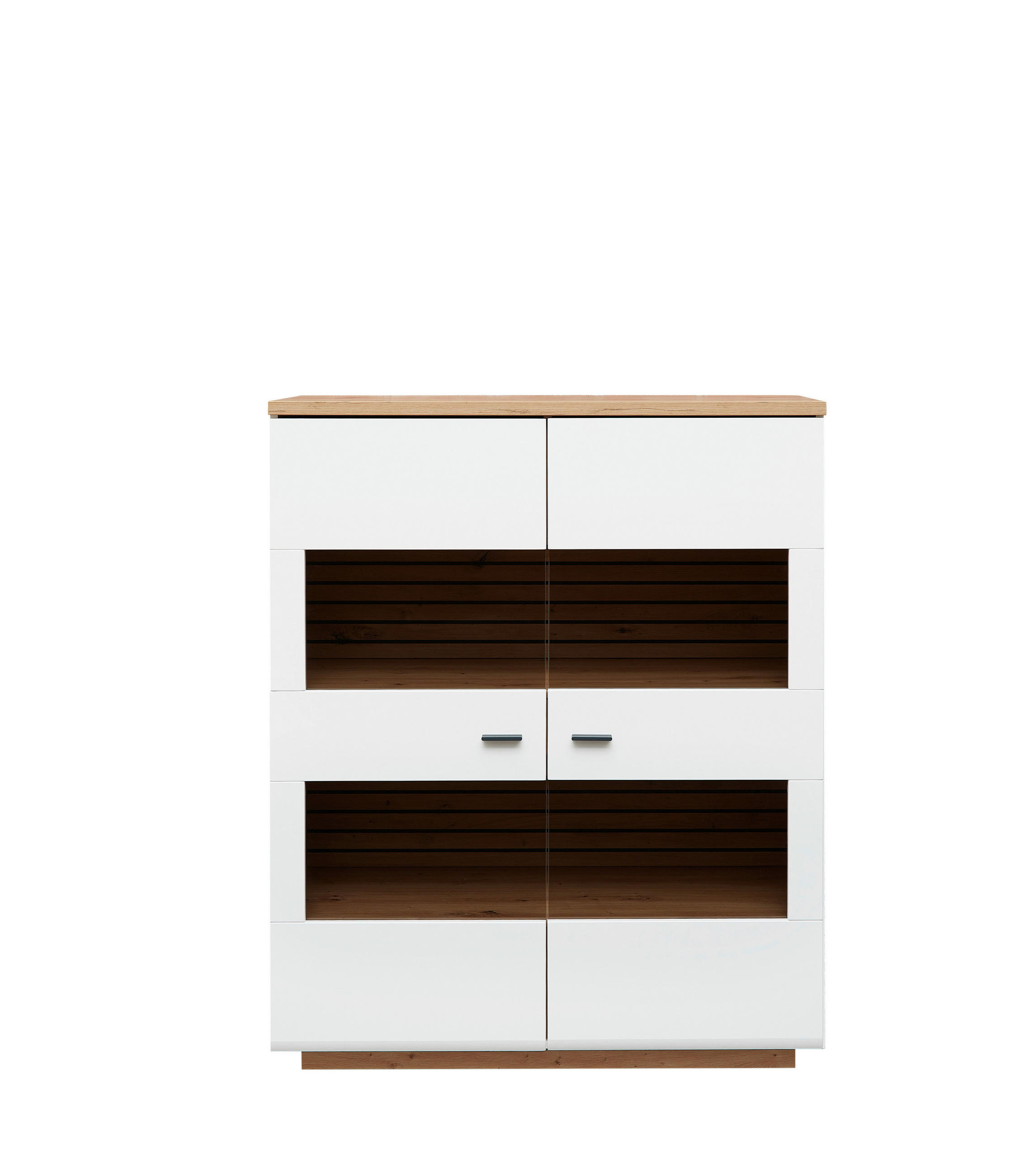 Stylife Highboard Fresno Weiß, Eiche Artisan 110x137x40 cm