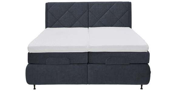 BOXSPRINGBETT 180/200 cm  in Blaugrau  - Blaugrau/Schwarz, KONVENTIONELL, Textil/Metall (180/200cm) - Dieter Knoll