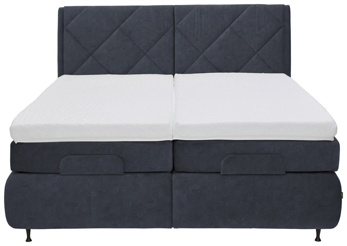 BOXSPRINGBETT 180/200 cm  in Blaugrau  - Blaugrau/Schwarz, Konventionell, Textil/Metall (180/200cm) - Dieter Knoll