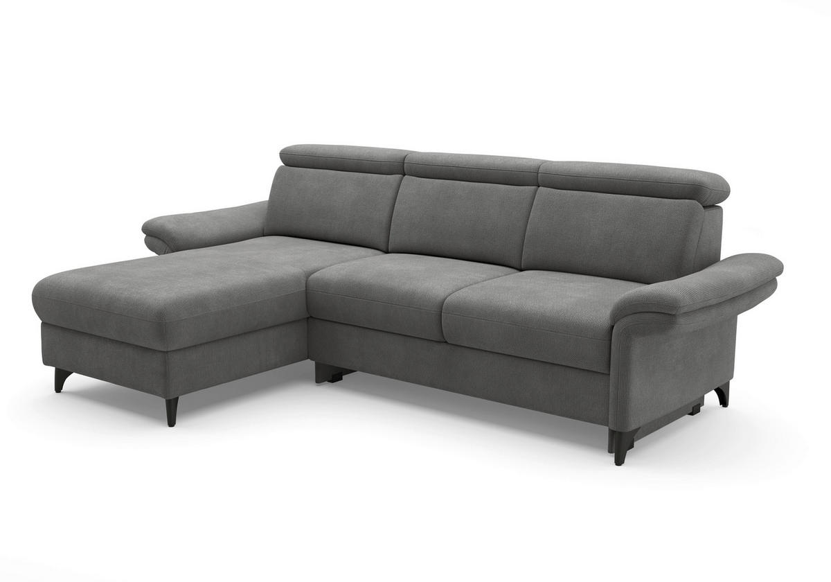 ECKSOFA Flachgewebe Grau  - Schwarz/Grau, Konventionell, Textil/Metall (166/253cm) - Sit & More