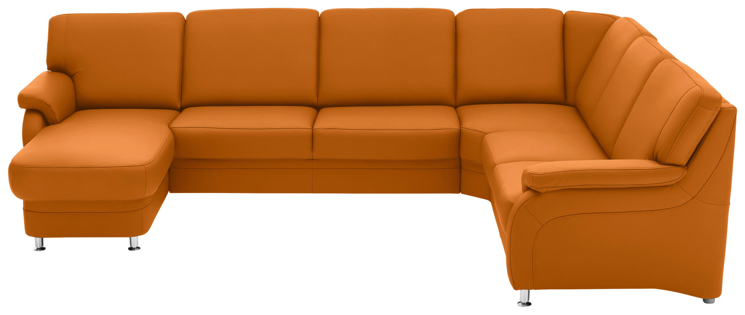 WOHNLANDSCHAFT  in Echtleder Currygelb  - Currygelb/Alufarben, KONVENTIONELL, Leder/Metall (165/329/239cm) - Beldomo Premium