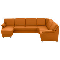 WOHNLANDSCHAFT  in Echtleder Currygelb  - Currygelb/Alufarben, KONVENTIONELL, Leder/Metall (165/329/239cm) - Beldomo Premium