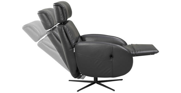 RELAXSESSEL Itala Echtleder Relaxfunktion, Kopfteilverstellung, Rücken echt    - Schwarz, Design, Leder (71/110/80cm) - Novel