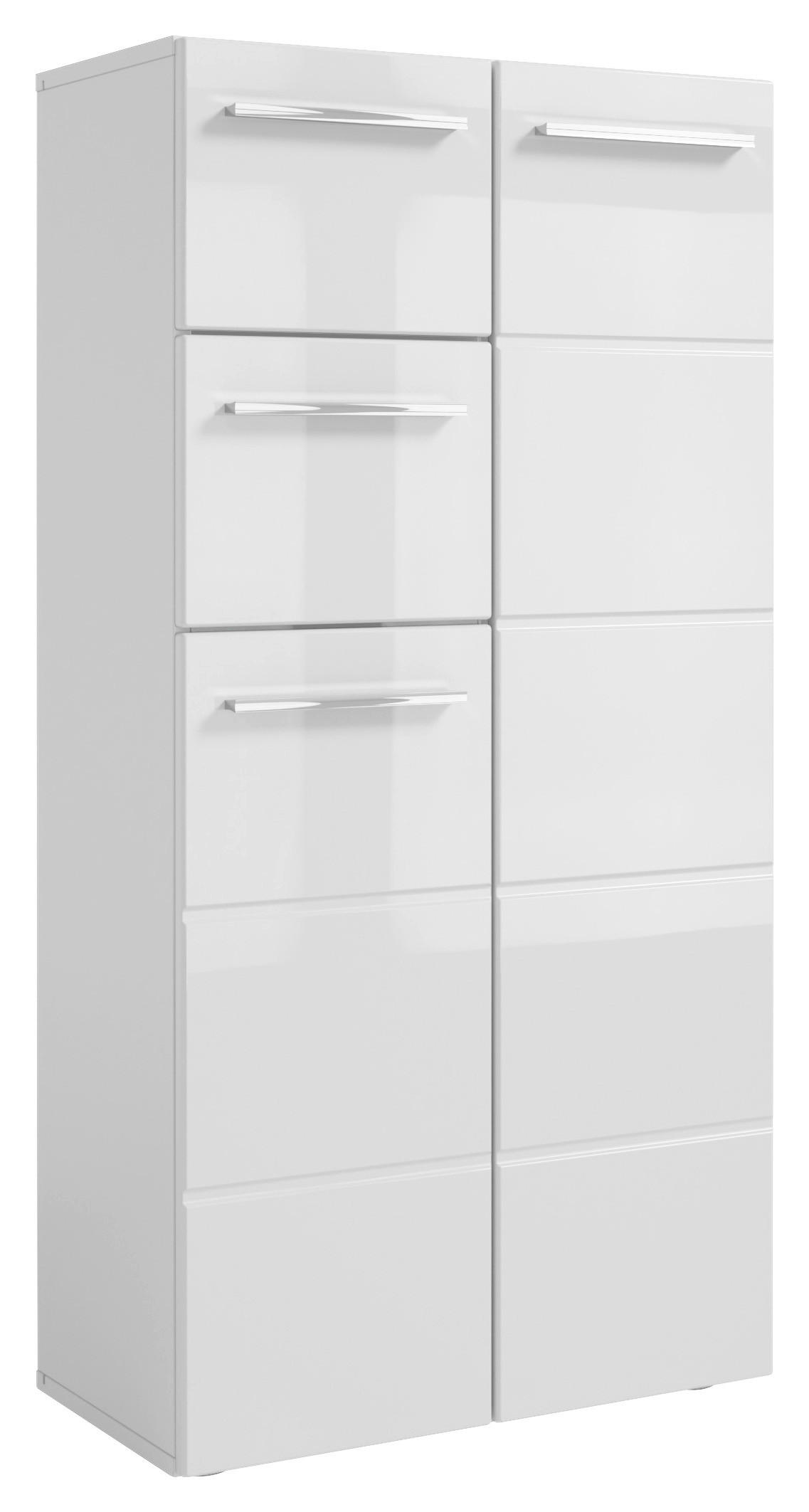 MIDISCHRANK 60/121/31 cm  - Weiss Hochglanz/Chromfarben, Modern, Holzwerkstoff/Kunststoff (60/121/31cm) - MID.YOU