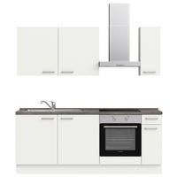 KÜCHENLEERBLOCK 210 cm   in Weiß, Schieferfarben  - Schieferfarben/Edelstahlfarben, MODERN, Holzwerkstoff/Metall (210cm) - Nobilia