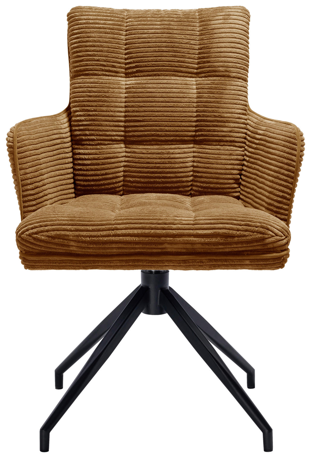 ARMLEHNSTUHL  Stoffauswahl, Sitzfläche 360° drehbar Cord  Rotbraun  - Rotbraun/Schwarz, Design, Textil/Metall (66/89/64cm) - Stylife