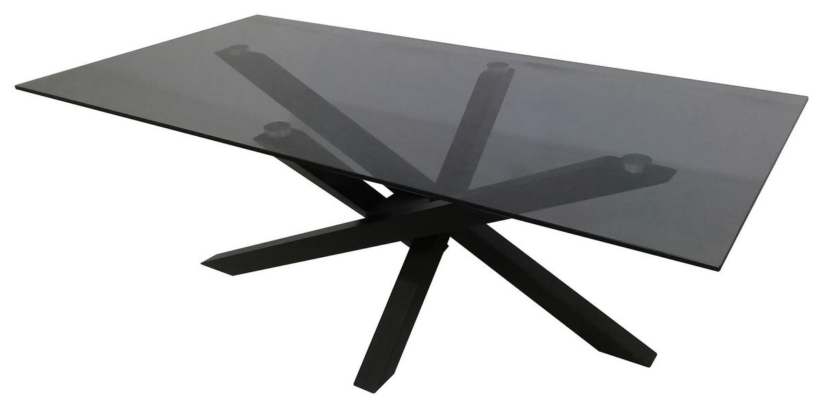 TABLE BASSE in Metall, Glas 120/60/45 cm  - Schwarz/Grau, Design, Glas/Metall (120/60/45cm) - Xora