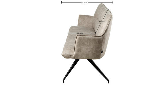 SITZBANK 203,5/87/64 cm Mikrofaser Schwarz, Taupe  - Taupe/Schwarz, Design, Textil/Metall (203,5/87/64cm) - Novel