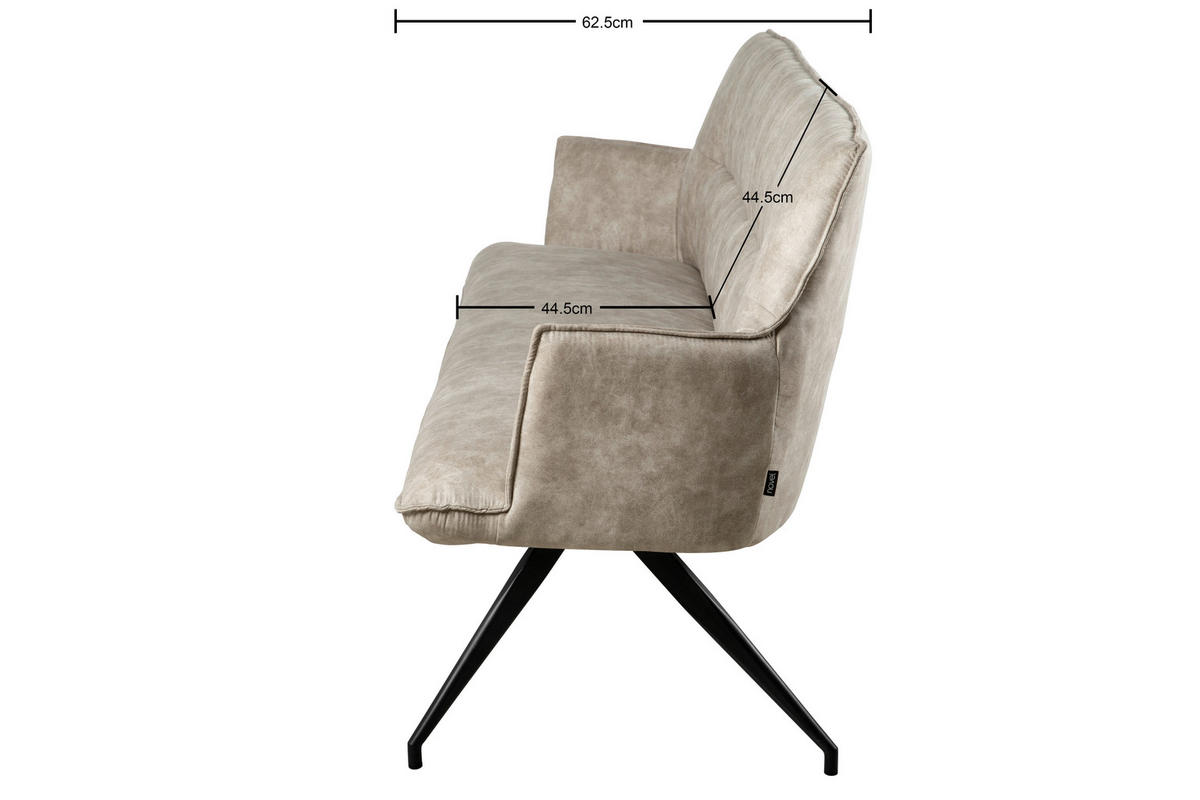 SITZBANK 203,5/87/64 cm Mikrofaser Schwarz, Taupe  - Taupe/Schwarz, Design, Textil/Metall (203,5/87/64cm) - Novel