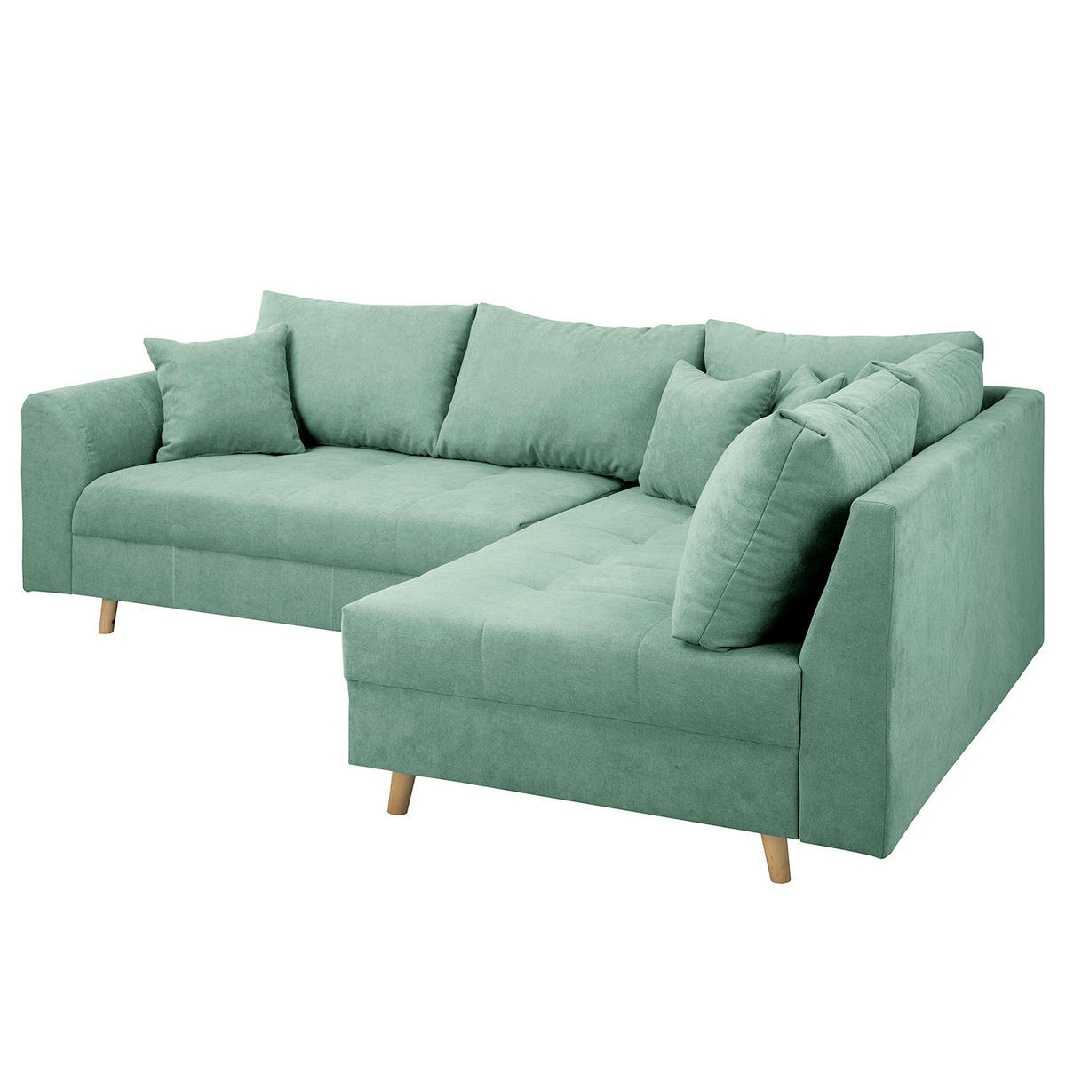 ECKSOFA inkl. Hocker Ariella in Mikrofaser Mintgrün  161/231 cm  - Naturfarben/Mintgrün, Design, Holz/Textil (161/231cm) - Livetastic