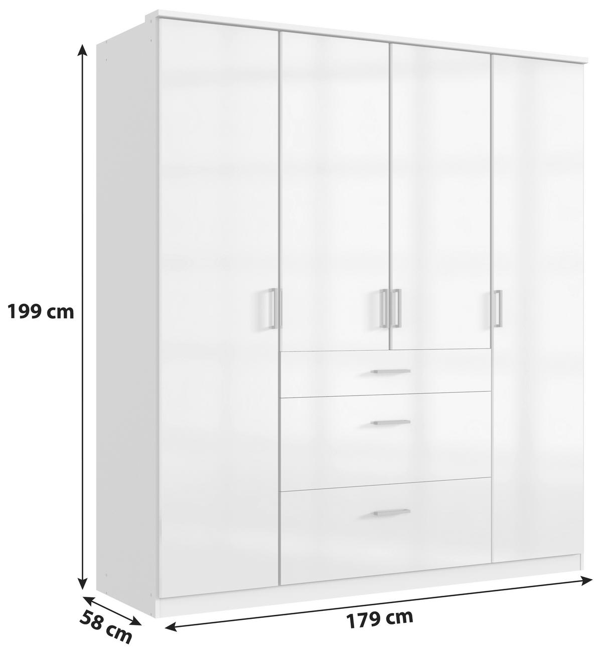 GARDEROB 179/199/58 cm 4-dörrar - vit/kromfärg, Basics, trämaterial (179/199/58cm) - MID.YOU